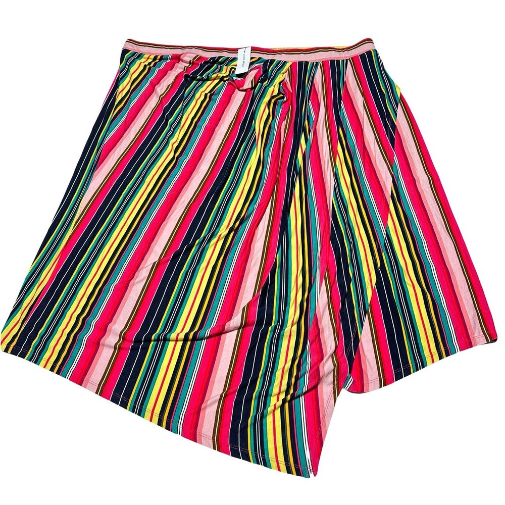 Lane Bryant Asymmetrical Skirt Striped Faux Wrap Pull On Stretch Size 26 NWT